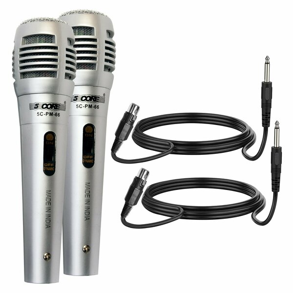 5 Core Dynamic Microphone XLR Audio Cardioid Mic Vocal Karaoke Singing 24 Pieces PM -66k 2 pair